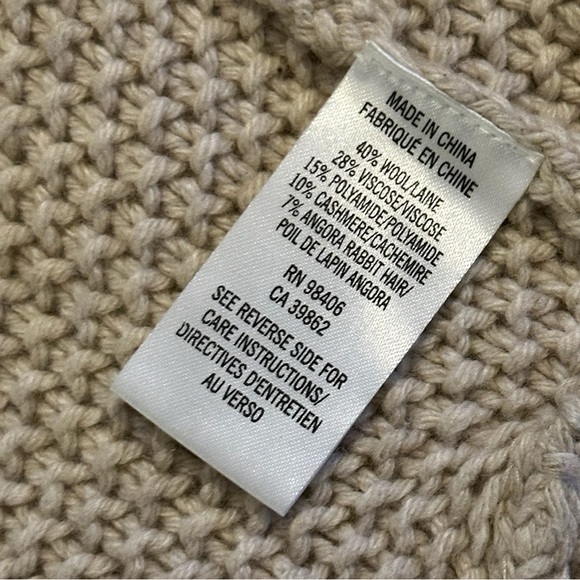 Theory Mock Neck Cable Knit Sweater Cashmere Wool Blend Size Small Oatmeal Beige - Picture 4 of 4